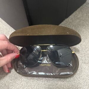 Tom Ford Gold Frame Sunglasses with Black Lenses